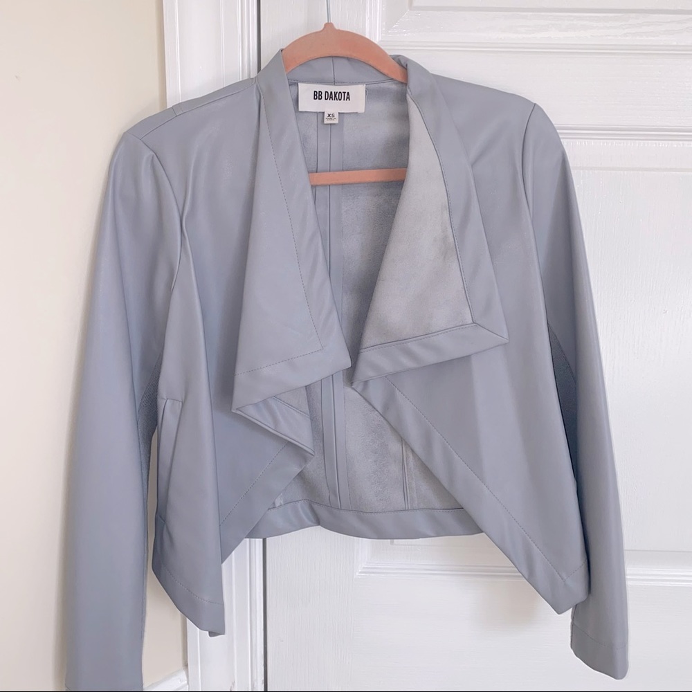BB Dakota Grey Faux Leather Jacket Xs
